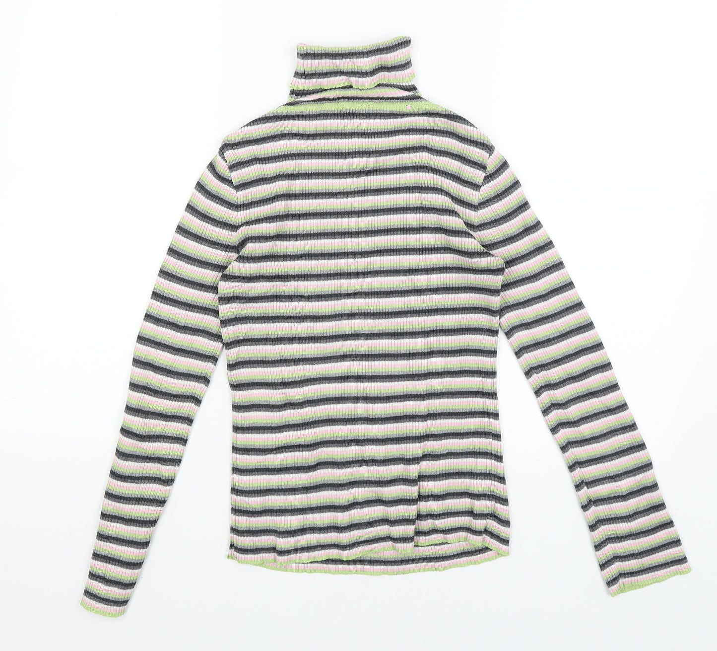 M&S Girls Grey Striped  Basic T-Shirt Size 13-14 Years