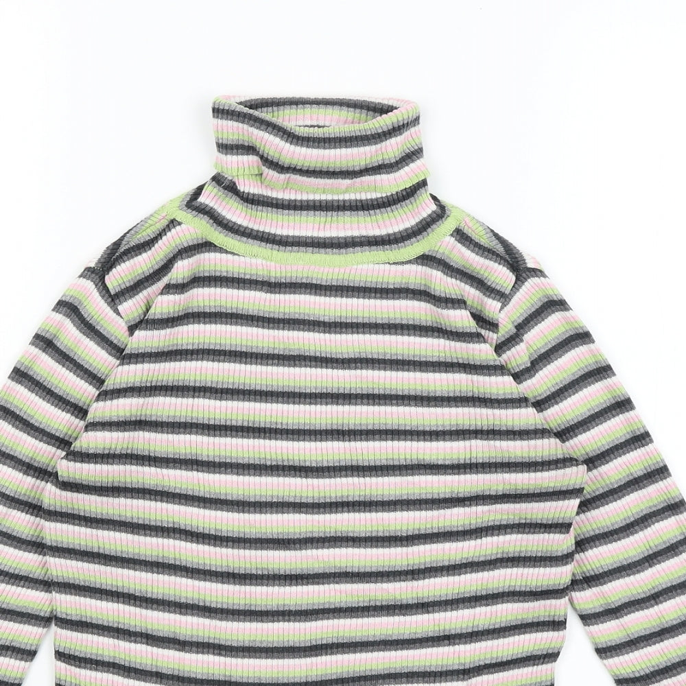 M&S Girls Grey Striped  Basic T-Shirt Size 13-14 Years