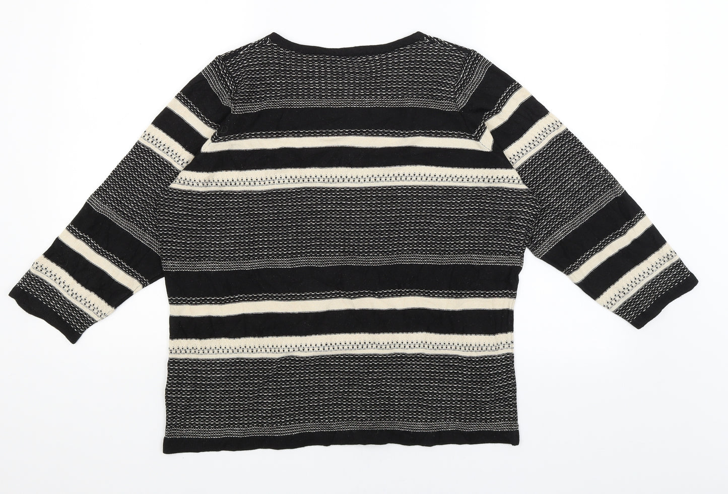 Classic Womens Black Striped  Basic T-Shirt Size 16