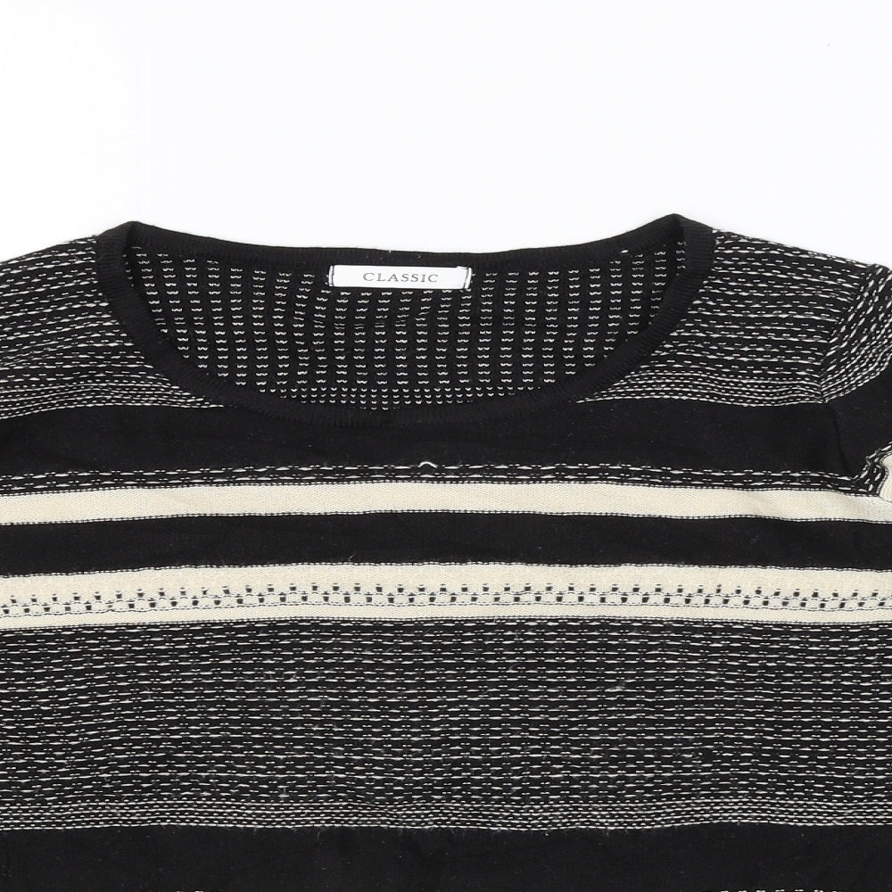 Classic Womens Black Striped  Basic T-Shirt Size 16