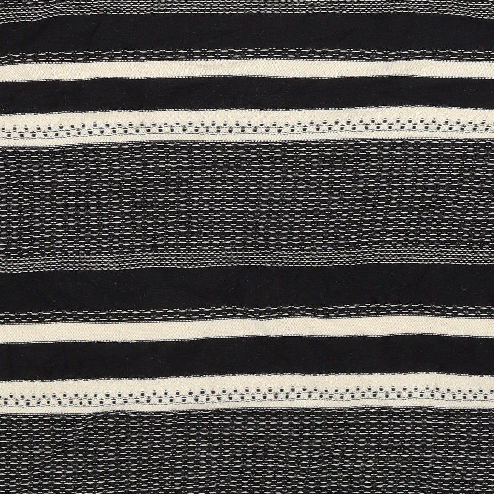 Classic Womens Black Striped  Basic T-Shirt Size 16