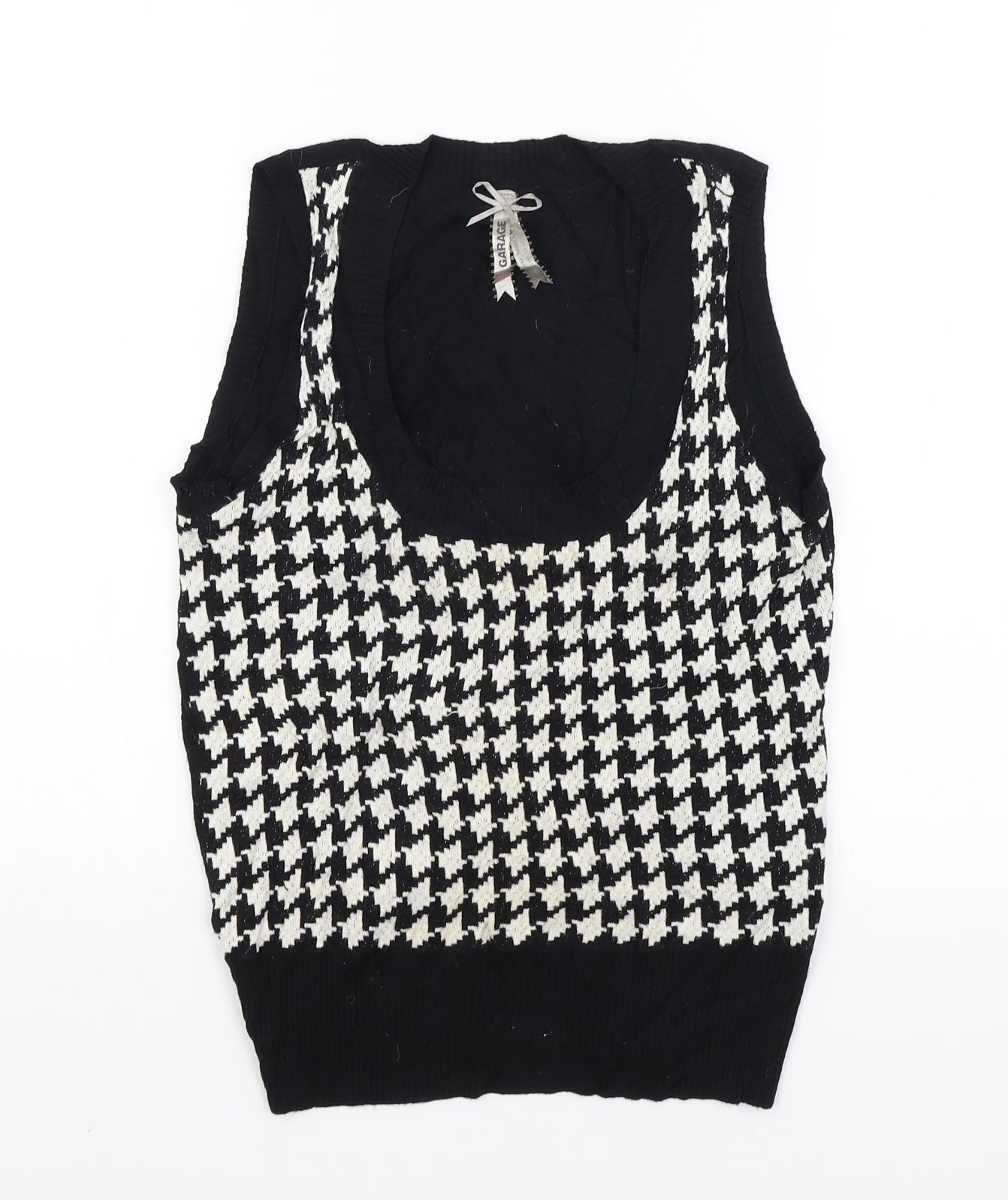 Garage Womens Black Houndstooth  Vest Jumper Size 10