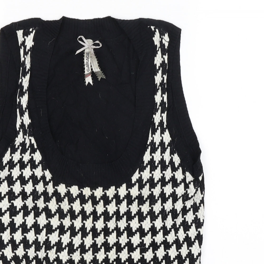 Garage Womens Black Houndstooth  Vest Jumper Size 10