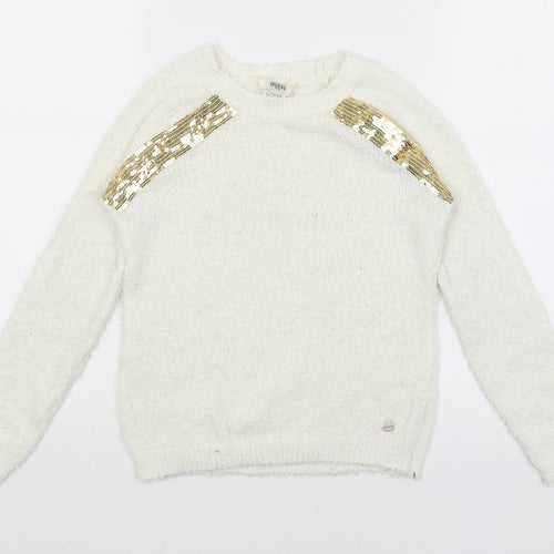 GUESS Girls White   Pullover Jumper Size 11-12 Years