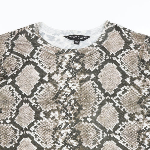Dorothy Perkins Womens Brown Animal Print  Basic T-Shirt Size 14