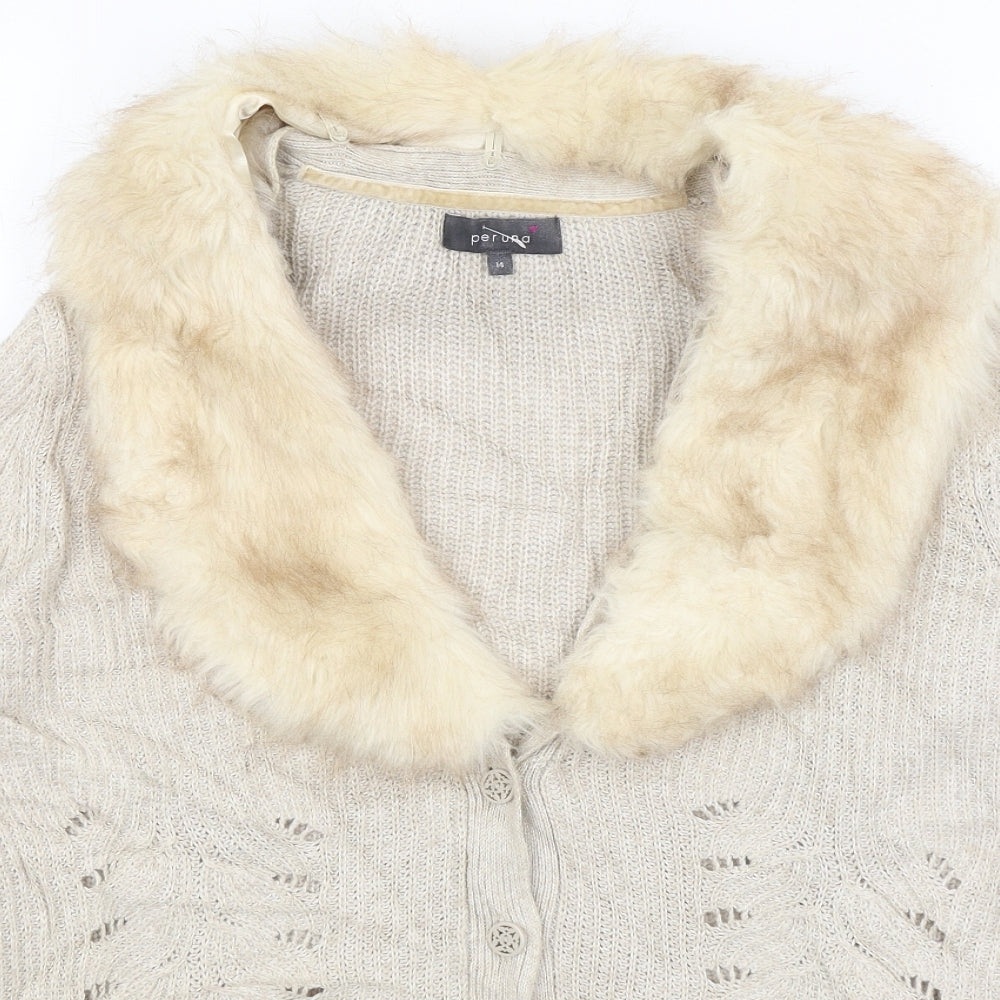 Per Una Womens Beige   Cardigan Jumper Size 14