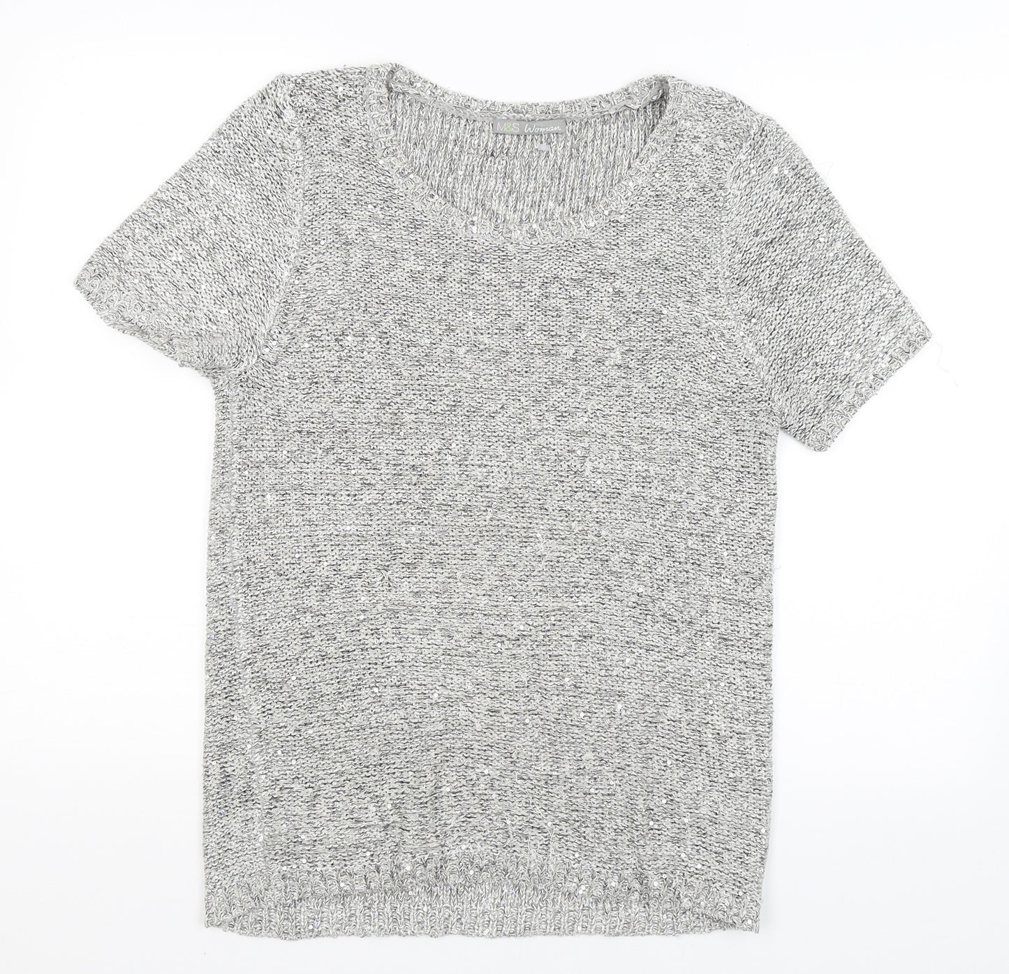 M&S Womens Silver   Basic T-Shirt Size 16
