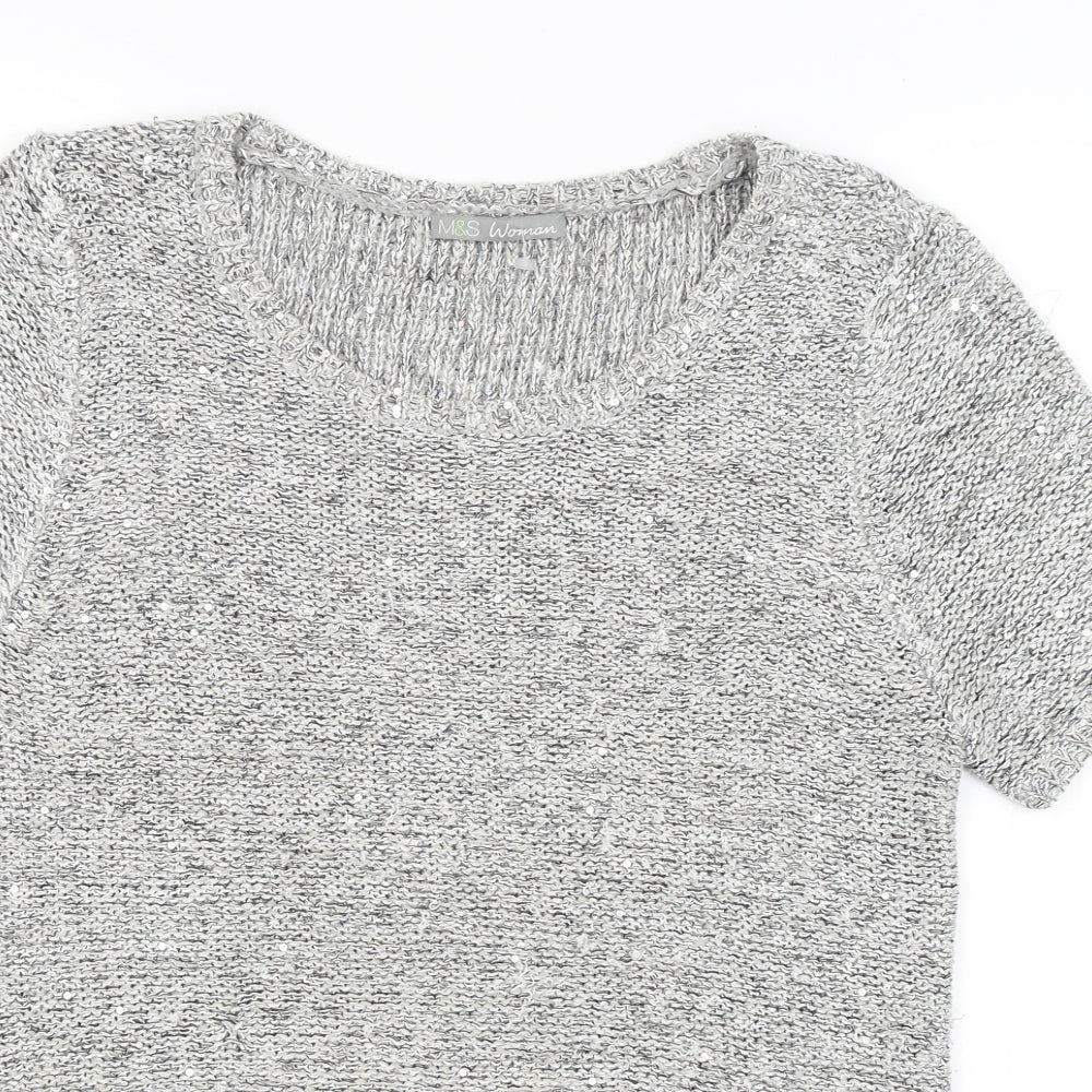 M&S Womens Silver   Basic T-Shirt Size 16