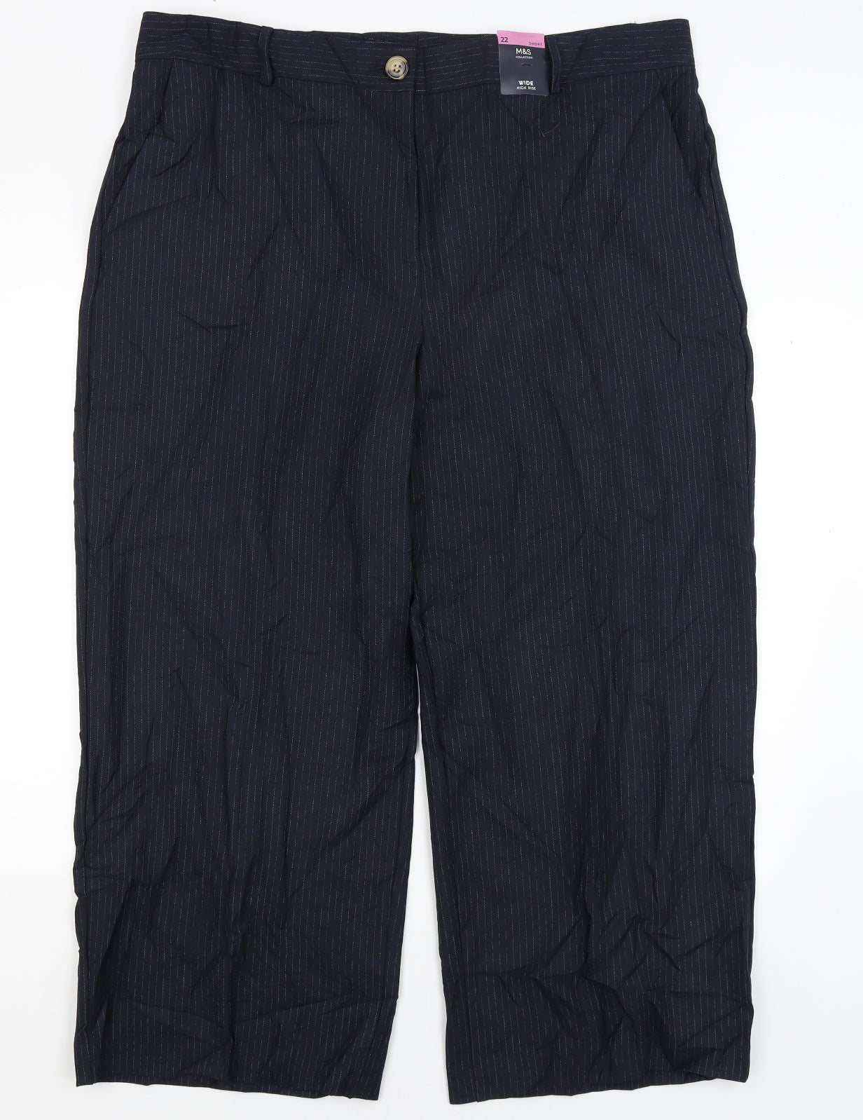 M&S Womens Blue   Dress Pants Trousers Size 22 L28 in