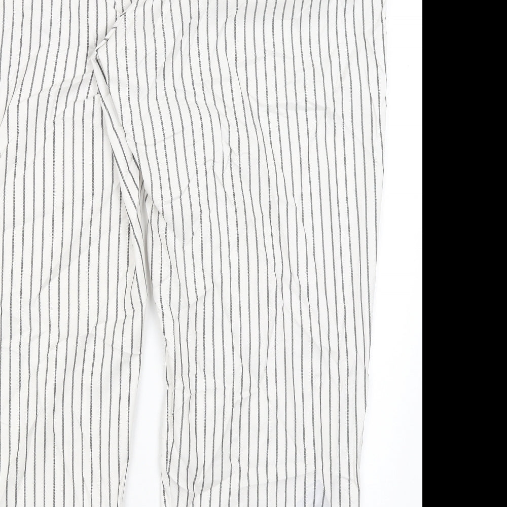 M&S Womens White Striped  Trousers  Size 24 L28 in