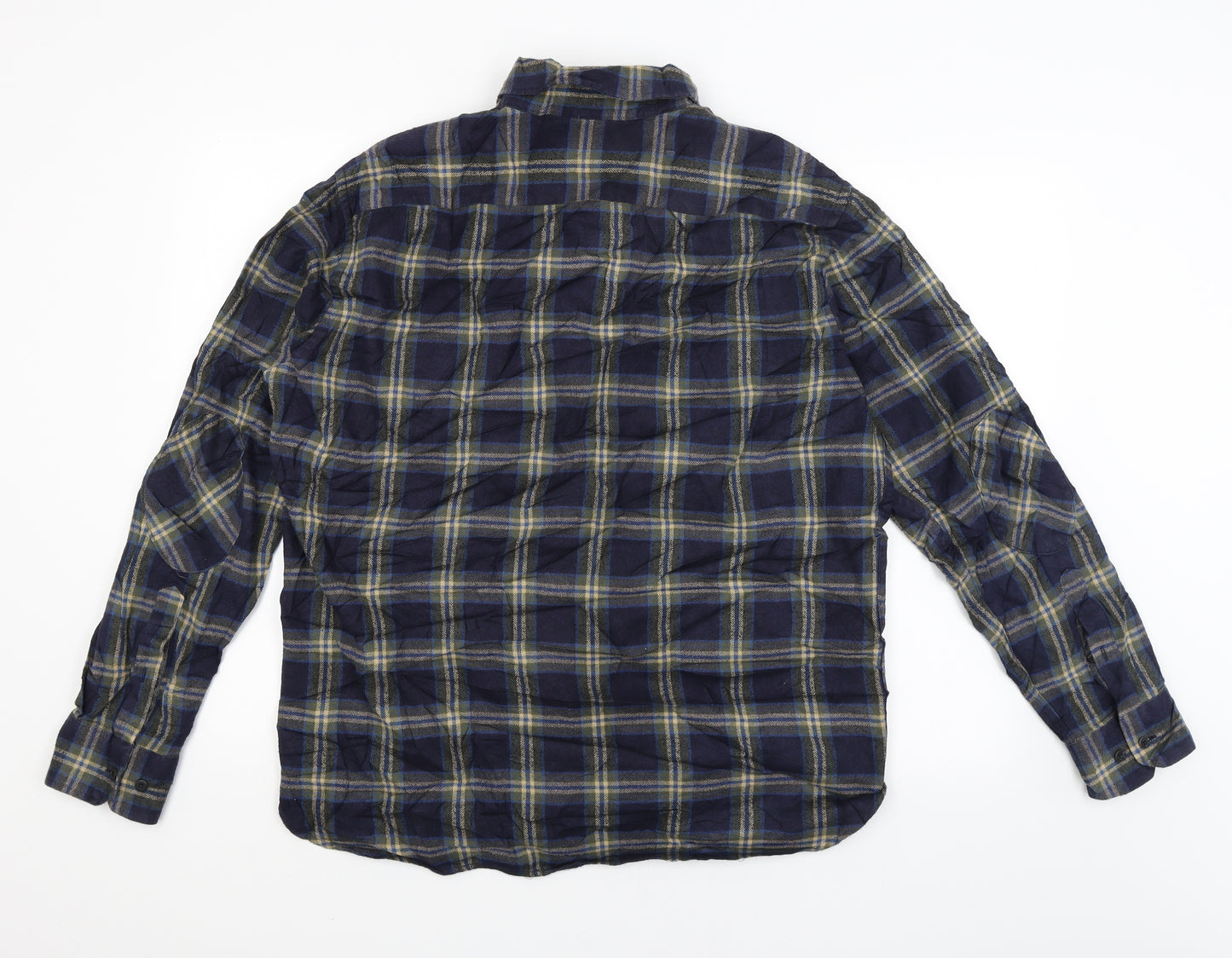 Blue Harbour Mens Blue Plaid   Button-Up Size L