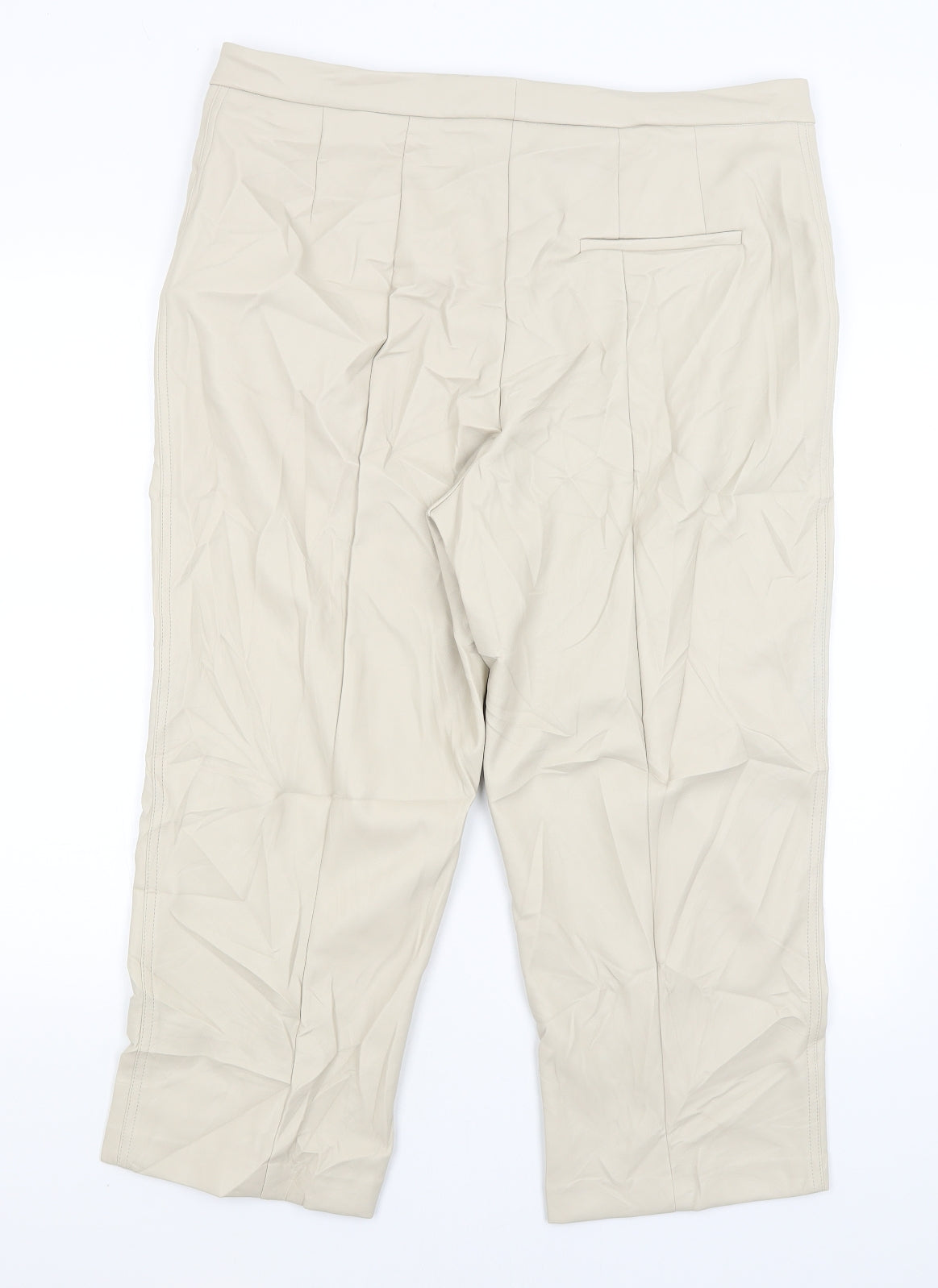 M&S Womens Ivory   Cropped Trousers Size 18 L23 in