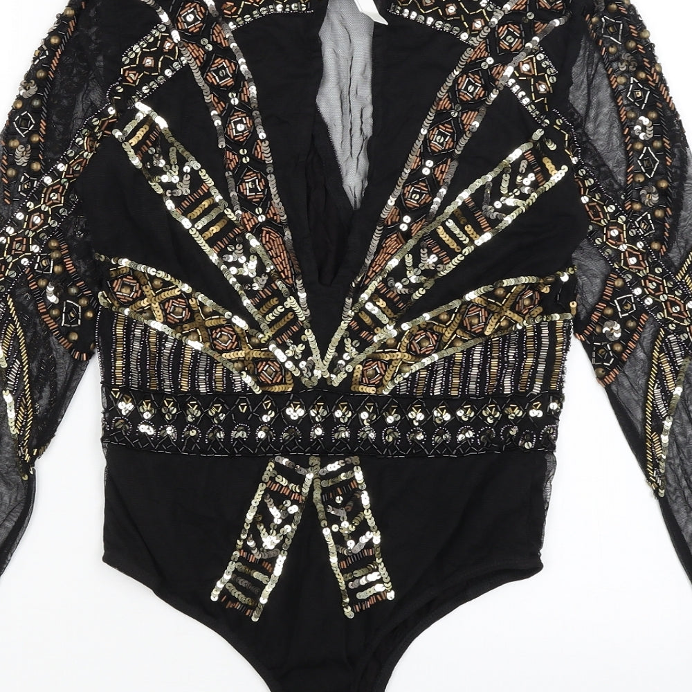 ASOS Womens Black   Bodysuit One-Piece Size 10