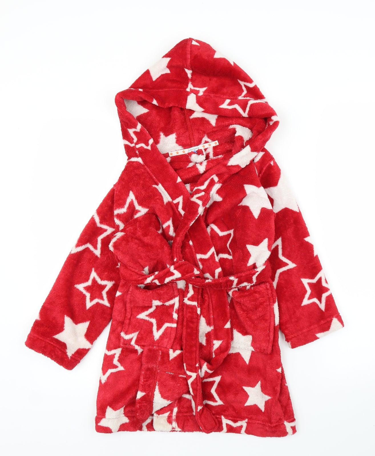 John Lewis Girls Red Solid  Capri Robe Size 6 Years  - Stars