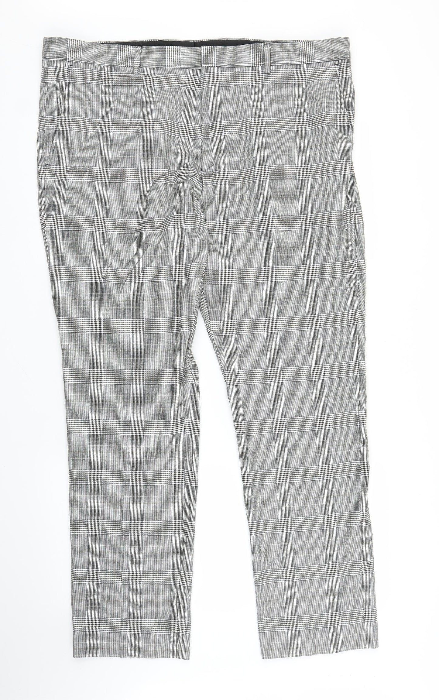 Burton Mens Grey Plaid  Trousers  Size 40 in L29 in