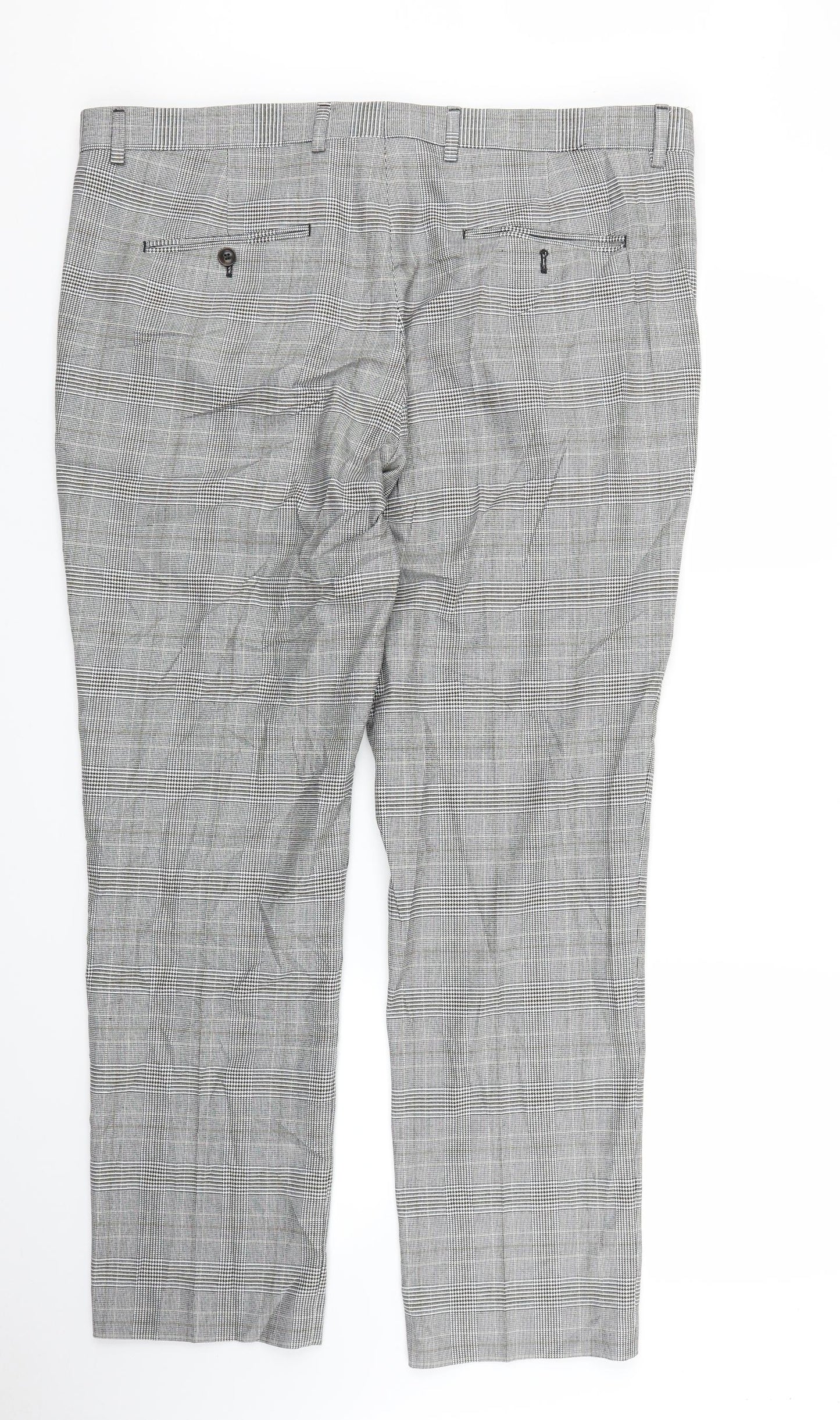 Burton Mens Grey Plaid  Trousers  Size 40 in L29 in