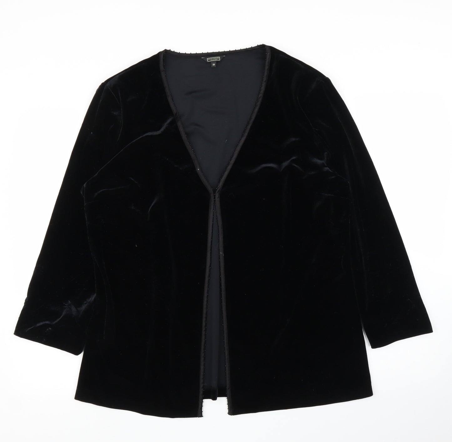 Debenhams Womens Black  Velvet Cardigan Jumper Size 18