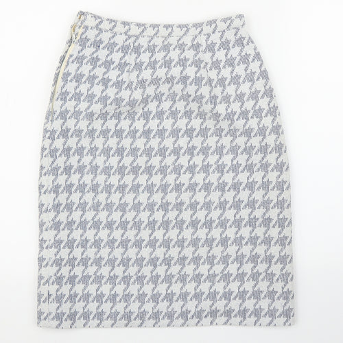Preworn Womens Blue Houndstooth  Straight & Pencil Skirt Size S