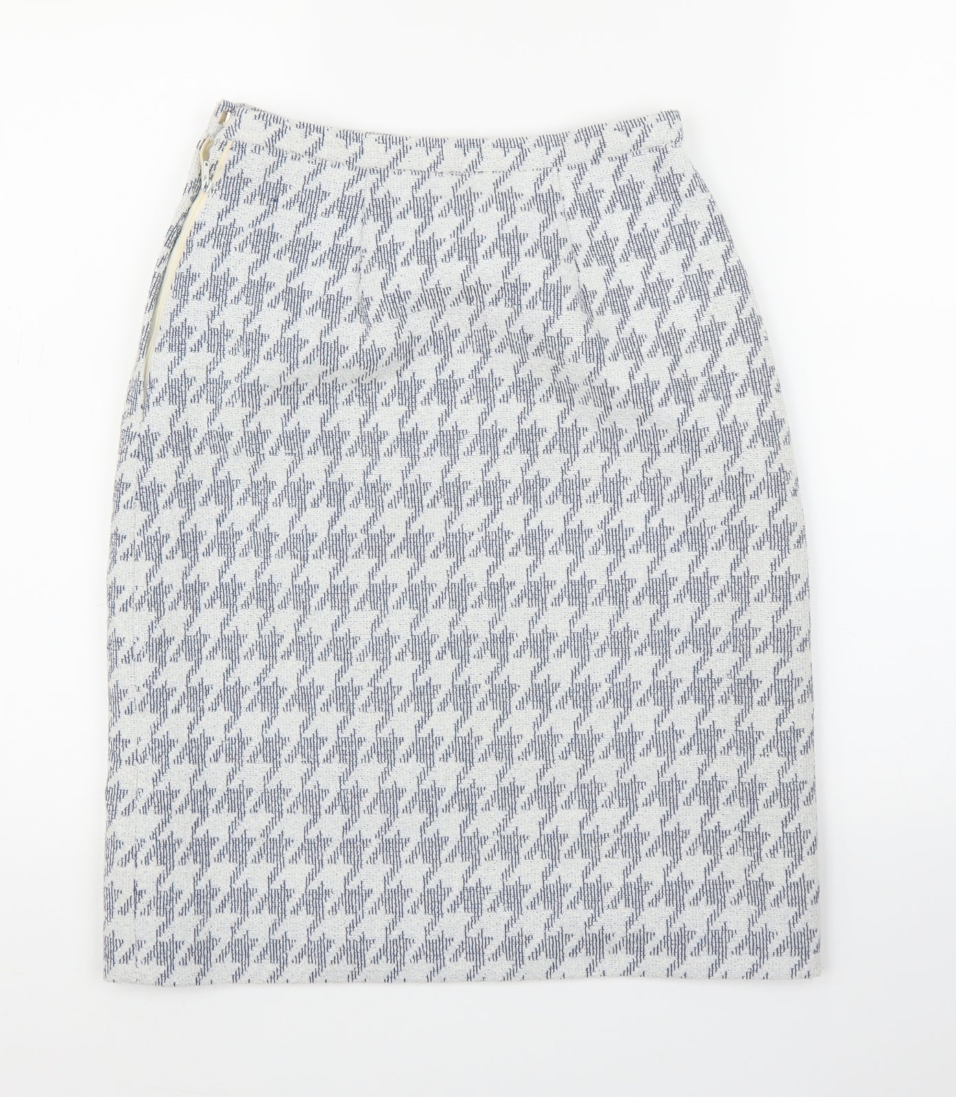 Preworn Womens Blue Houndstooth  Straight & Pencil Skirt Size S