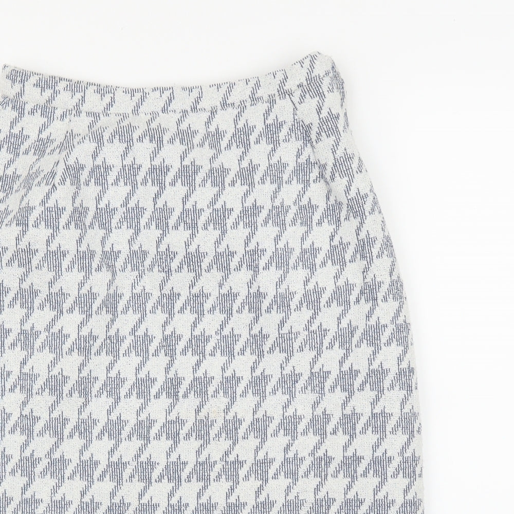 Preworn Womens Blue Houndstooth  Straight & Pencil Skirt Size S