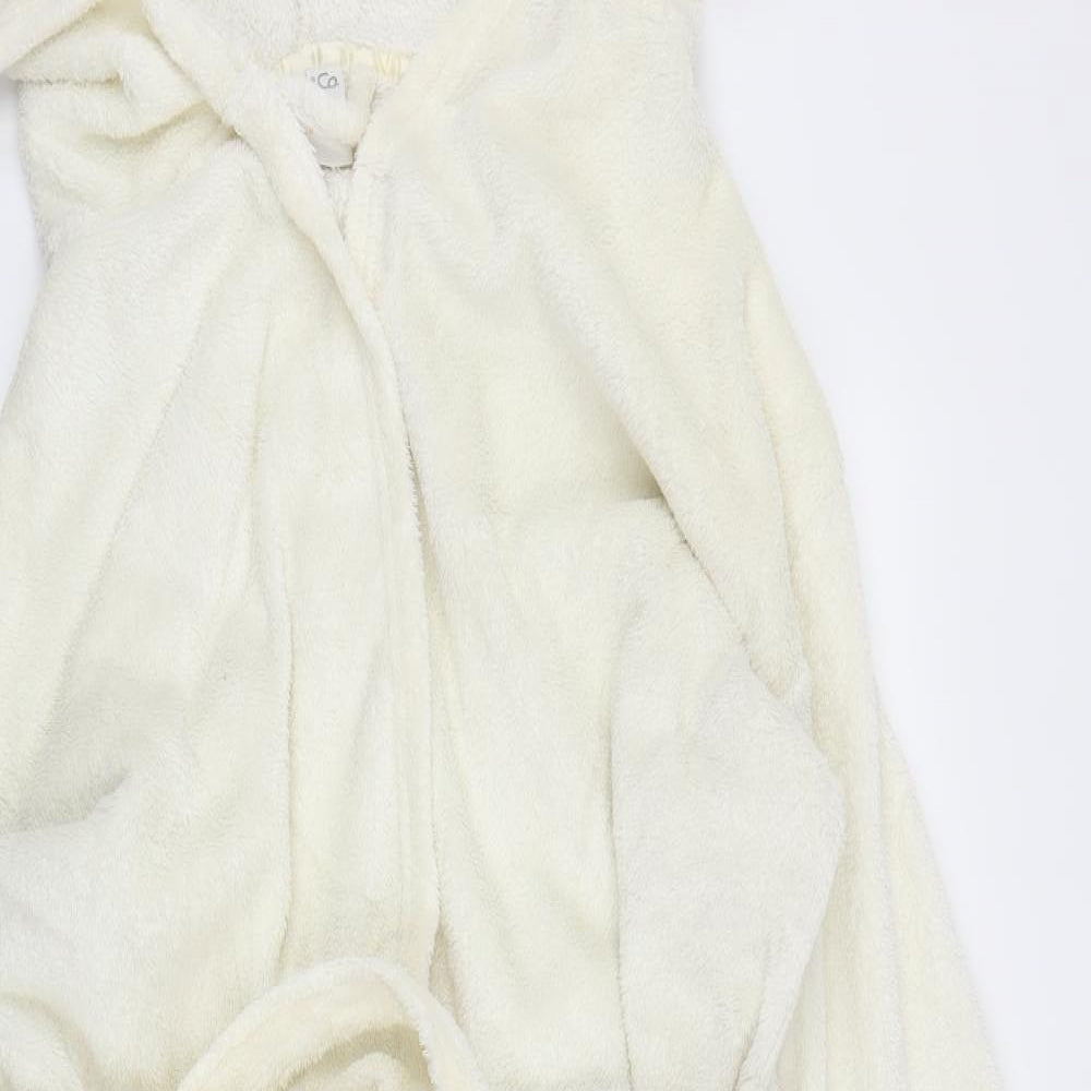 M&S Womens White Solid  Chemise Robe Size 16