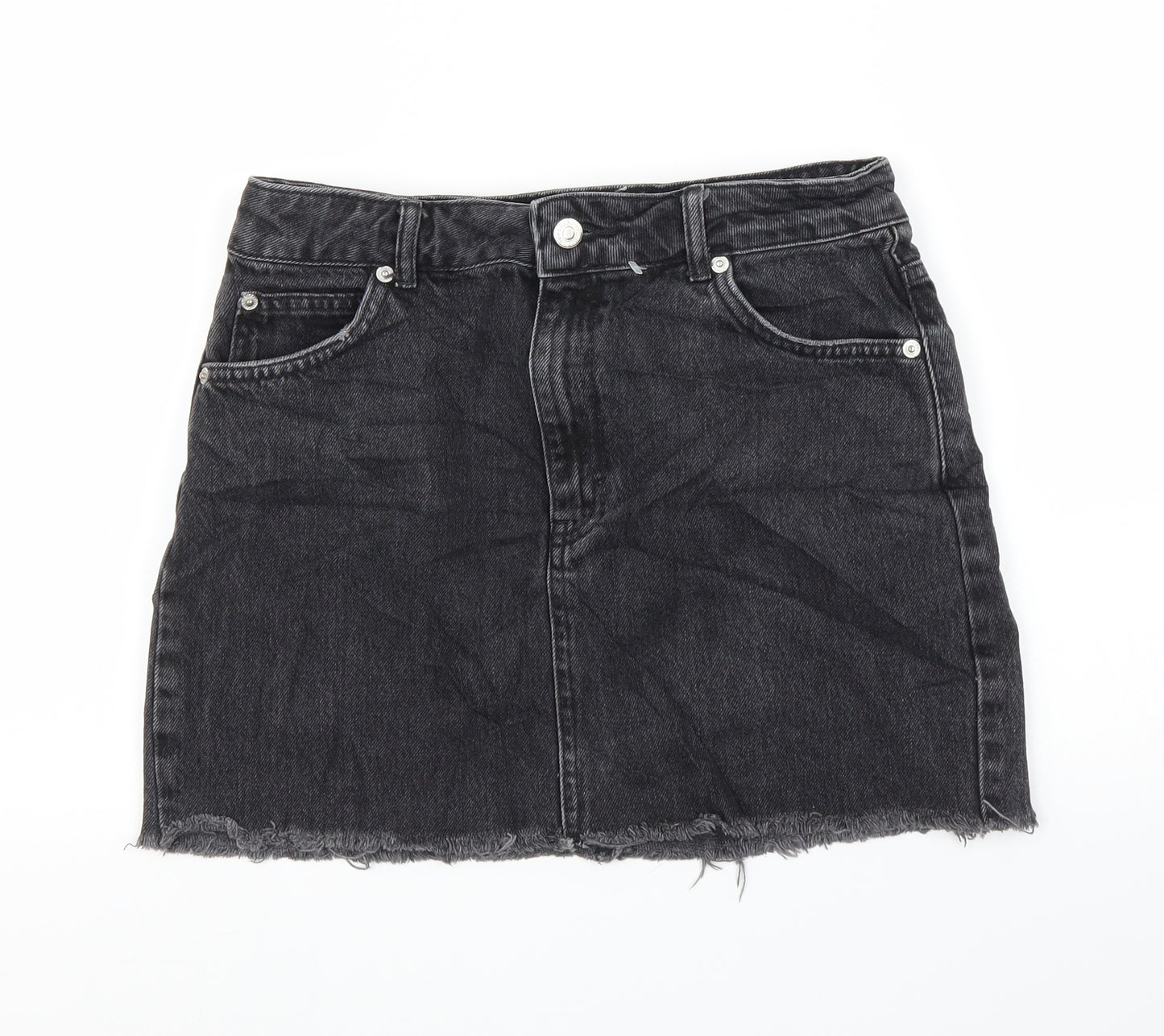 Topshop Womens Black  Denim A-Line Skirt Size 10