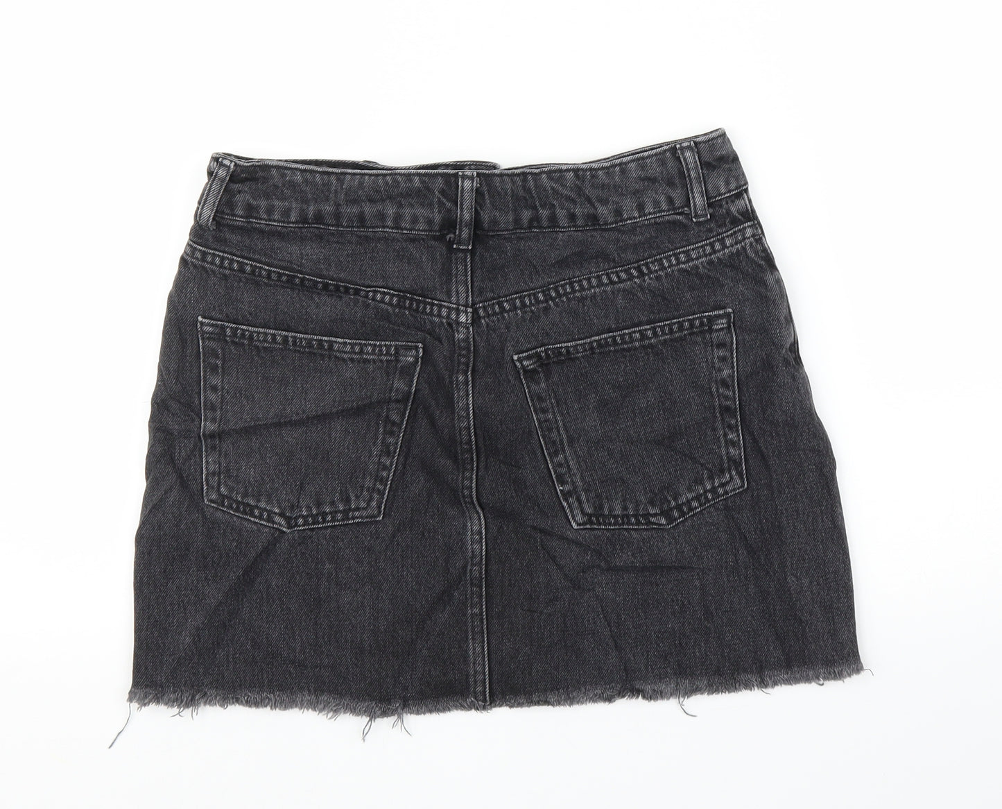 Topshop Womens Black  Denim A-Line Skirt Size 10