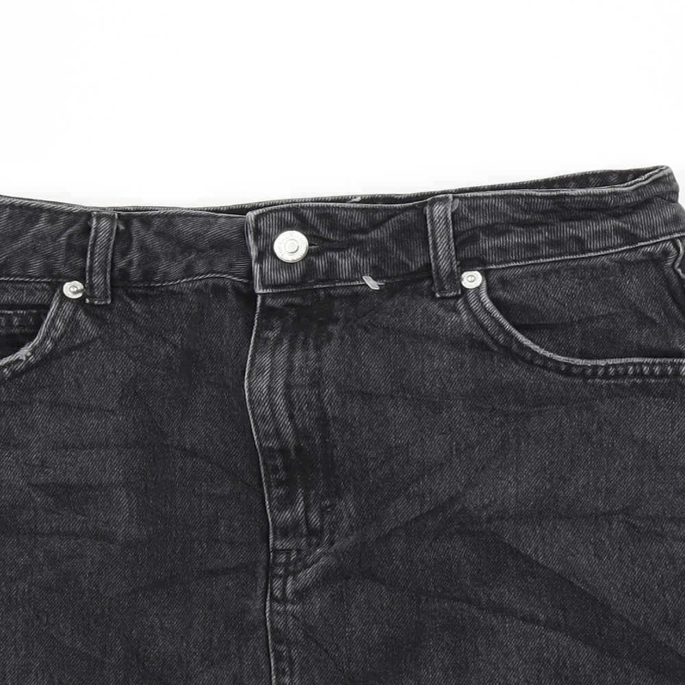 Topshop Womens Black  Denim A-Line Skirt Size 10