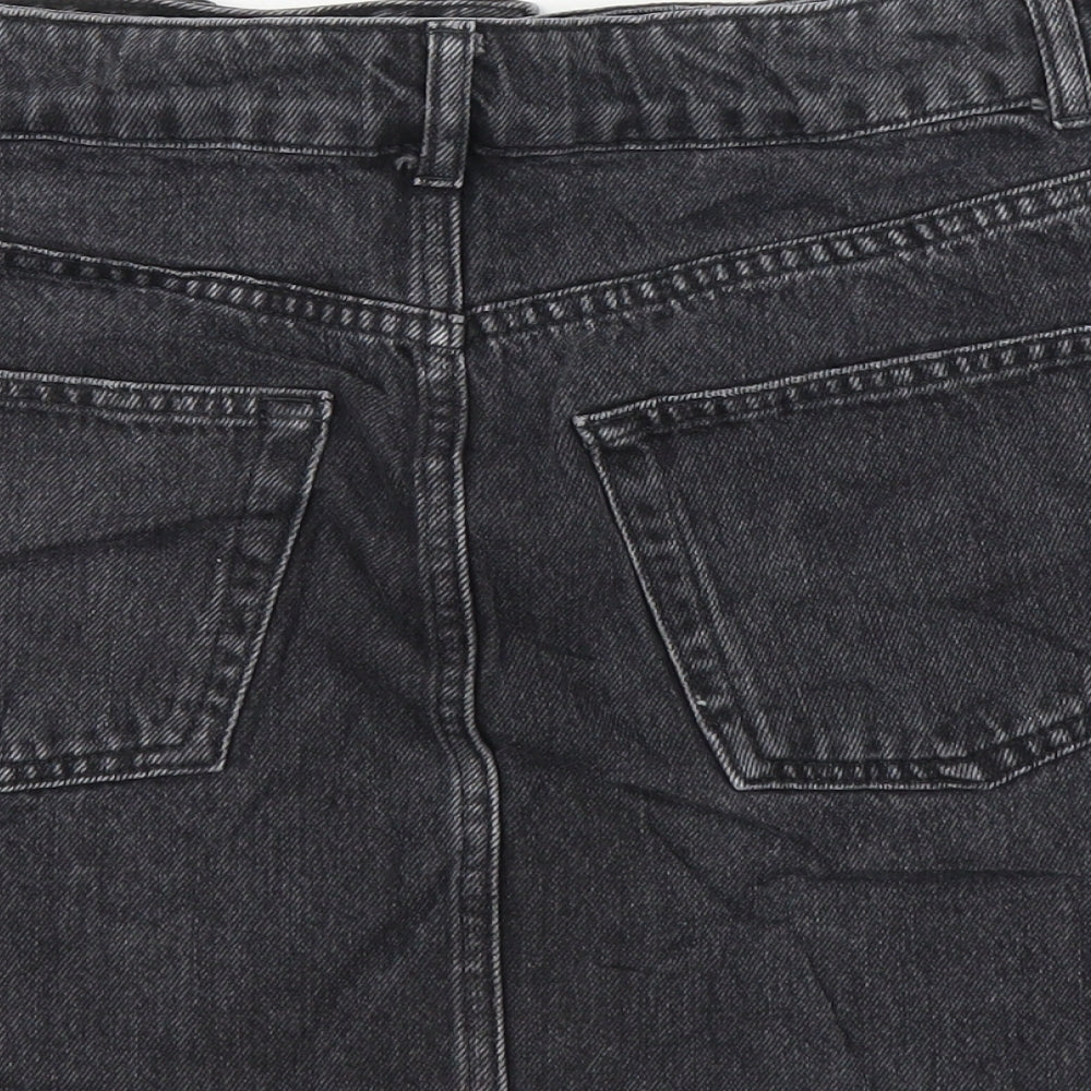 Topshop Womens Black  Denim A-Line Skirt Size 10