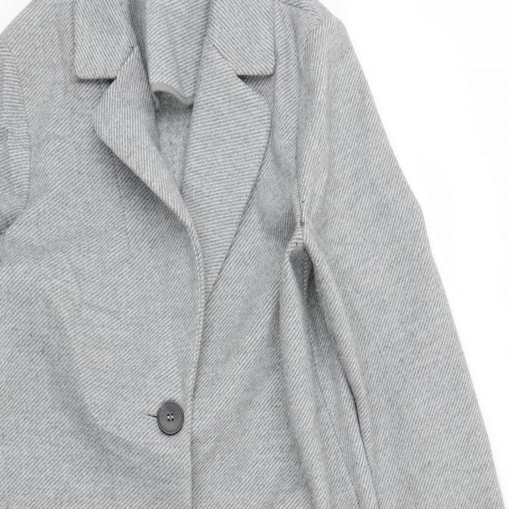 M&S Womens Grey Herringbone  Overcoat Coat Size 10