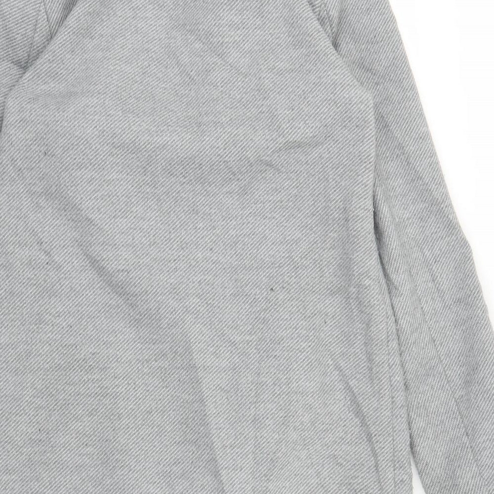 M&S Womens Grey Herringbone  Overcoat Coat Size 10