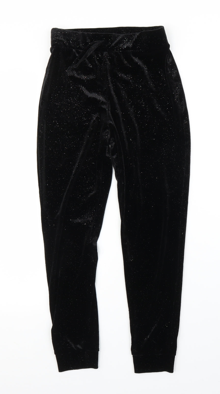 Matalan Girls Black  Velvet Sweatpants Trousers Size 11 Years