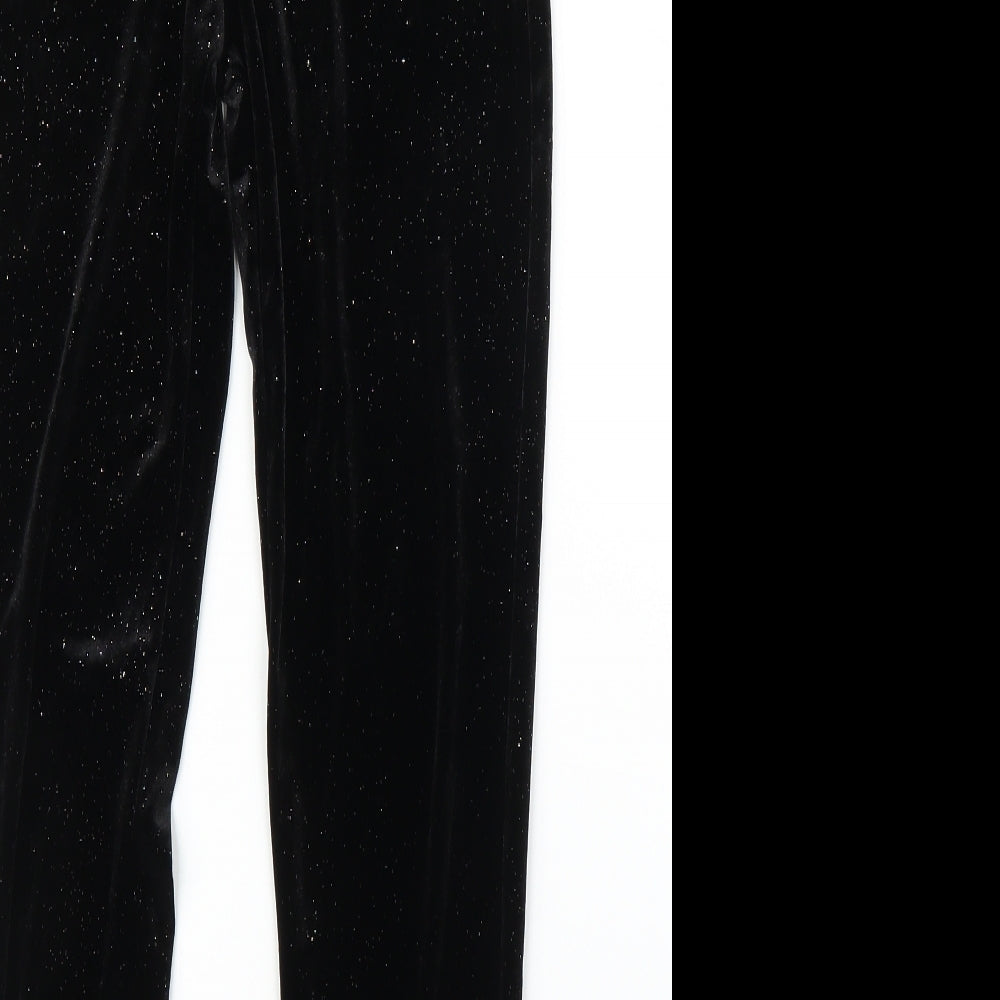 Matalan Girls Black  Velvet Sweatpants Trousers Size 11 Years