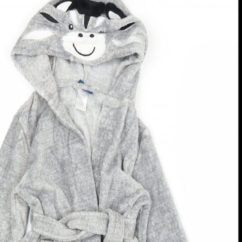 Pekkel Boys Grey Solid   Robe Size 4-5 Years  - Zebra