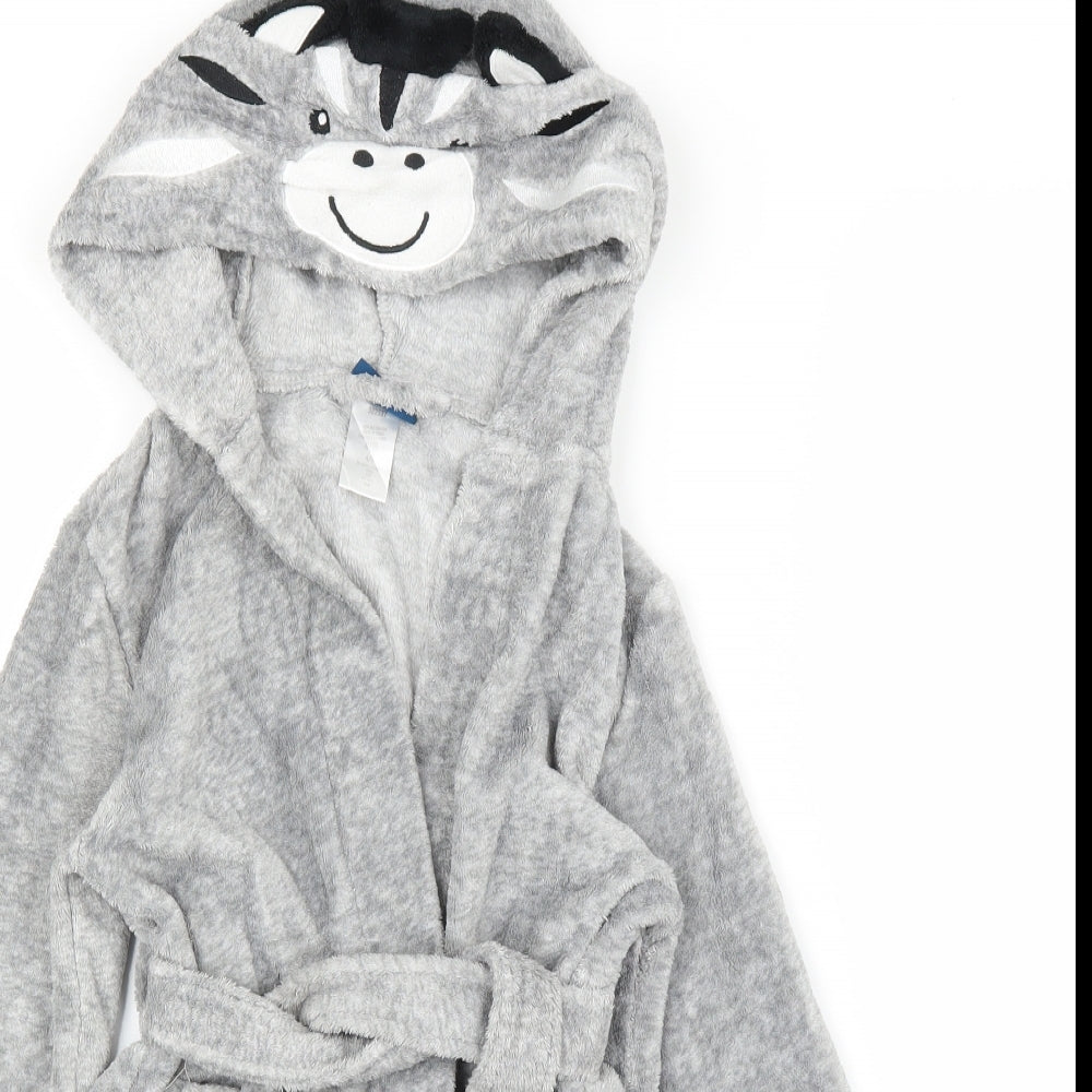 Pekkel Boys Grey Solid   Robe Size 4-5 Years  - Zebra