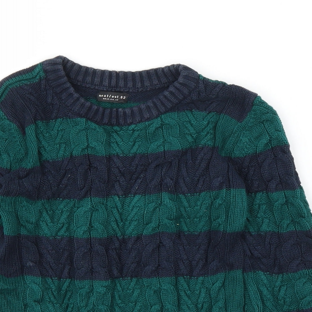 NEXT Boys Green Striped  Pullover Jumper Size 4 Years