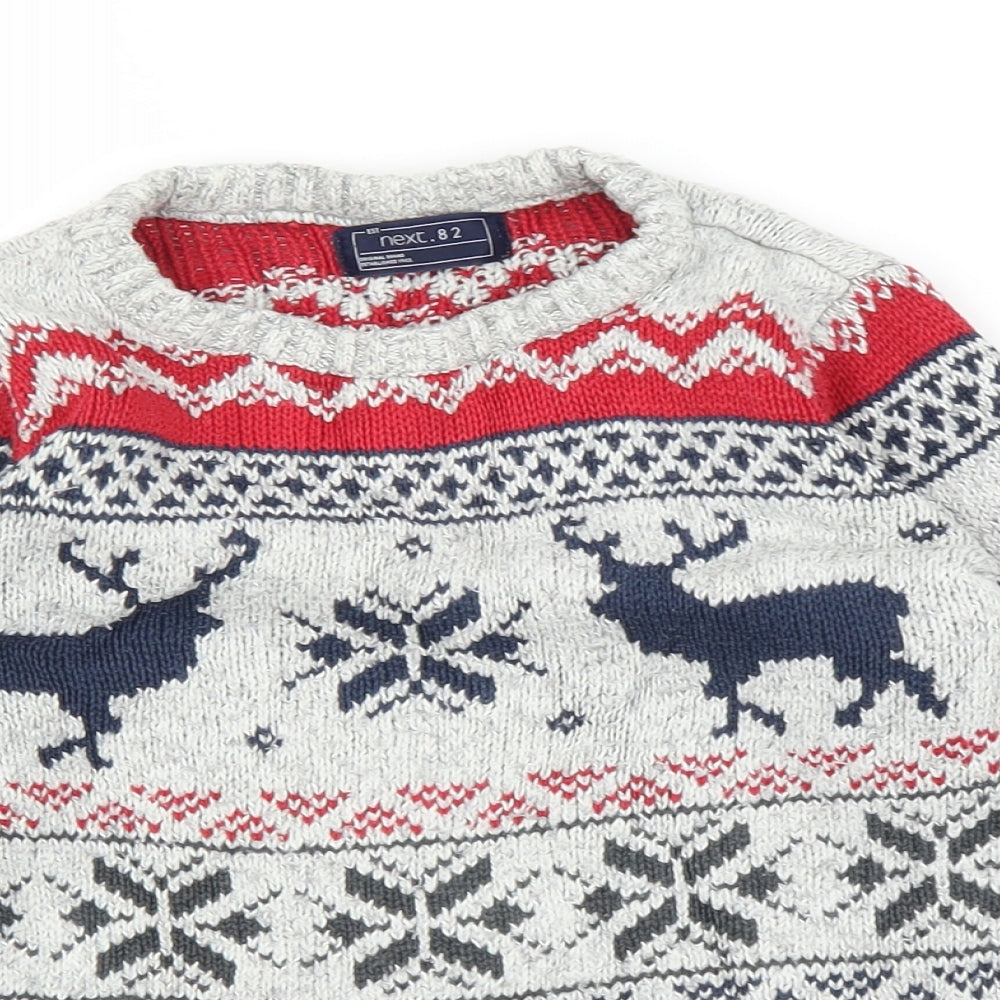 NEXT Boys Grey Fair Isle  Pullover Jumper Size 6 Years