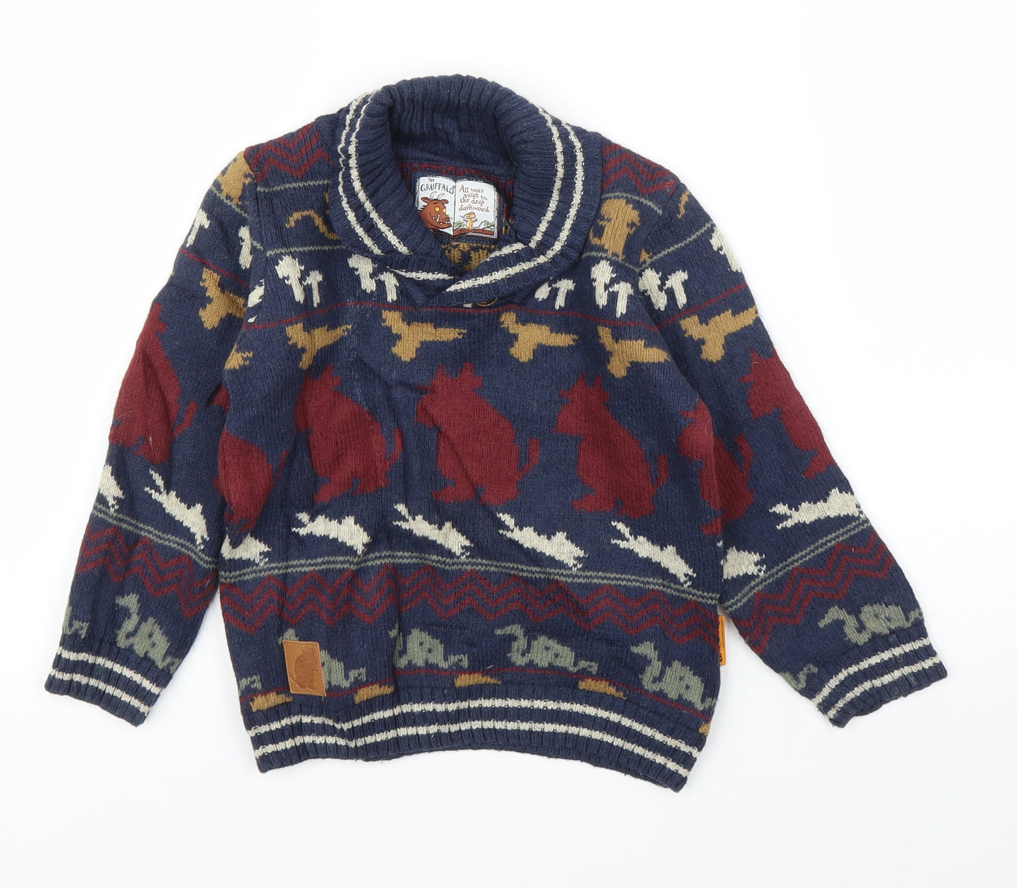 TU Boys Blue Fair Isle  Pullover Jumper Size 3-4 Years  - Gruffalo