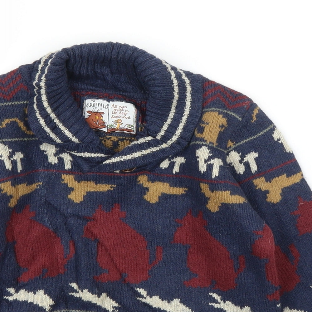 TU Boys Blue Fair Isle  Pullover Jumper Size 3-4 Years  - Gruffalo