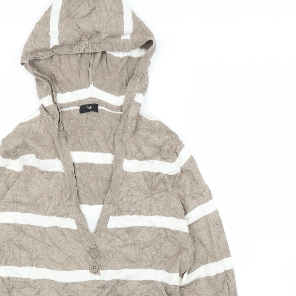 F&F Womens Brown Striped  Pullover Hoodie Size 14