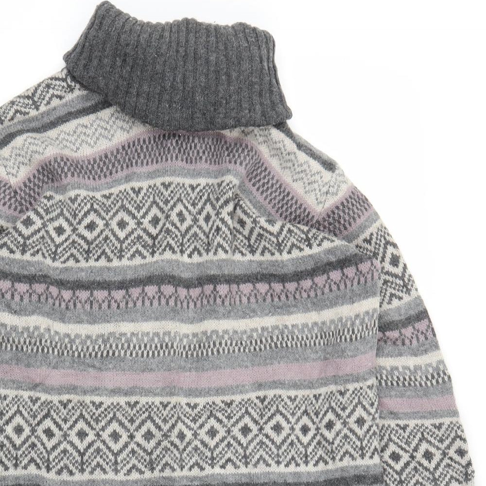 M&S Womens Grey Fair Isle  Pullover Jumper Size 16