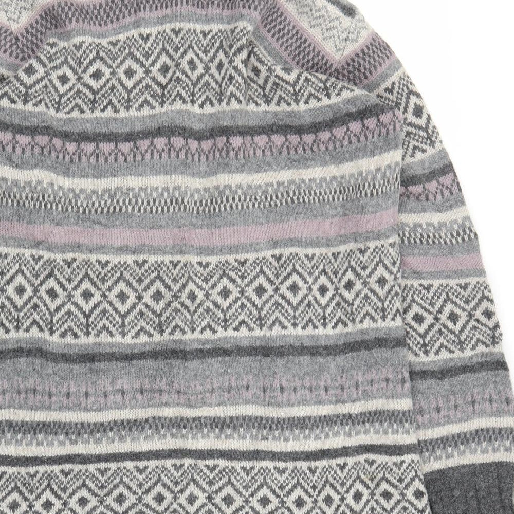 M&S Womens Grey Fair Isle  Pullover Jumper Size 16