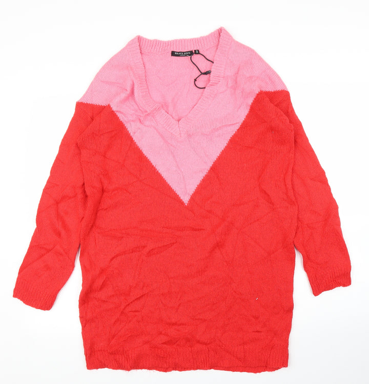 Brave Soul Womens Red Pullover Jumper Size 14