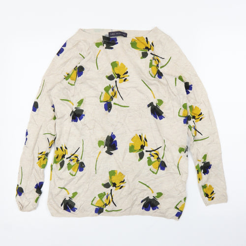 M&S Womens Beige Floral  Pullover Jumper Size 14