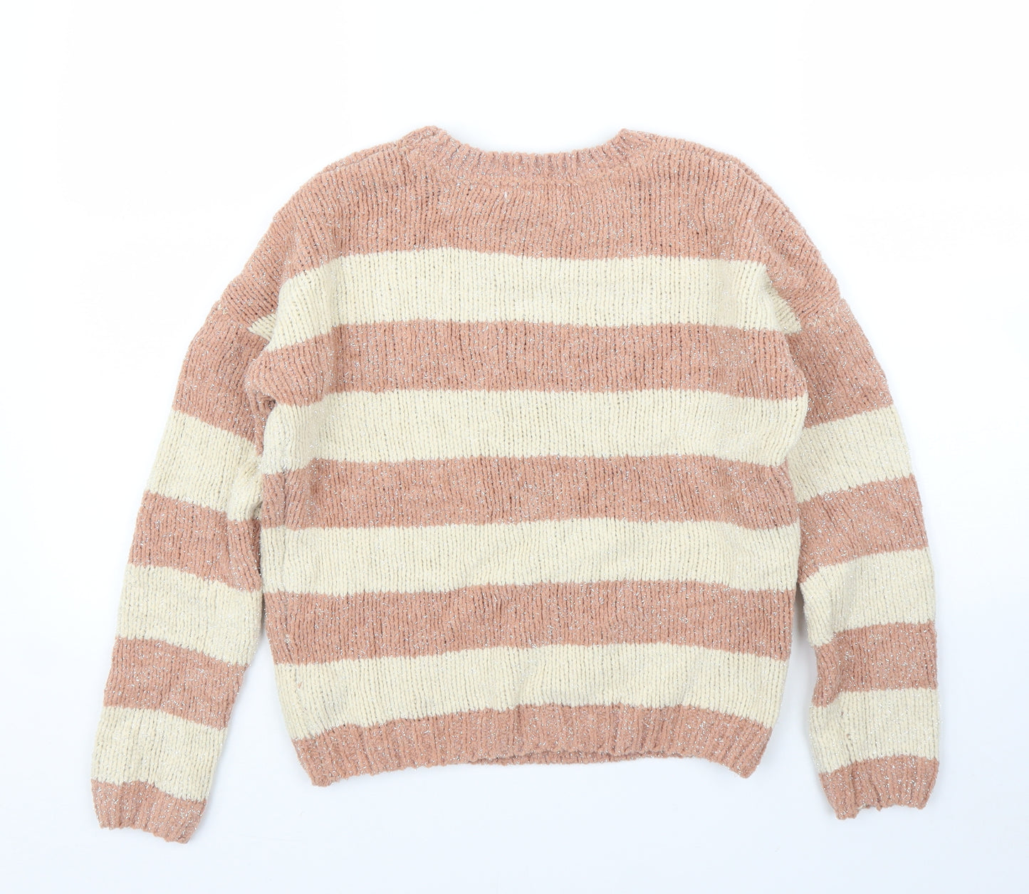 Primark Girls Pink Striped  Pullover Jumper Size 10 Years