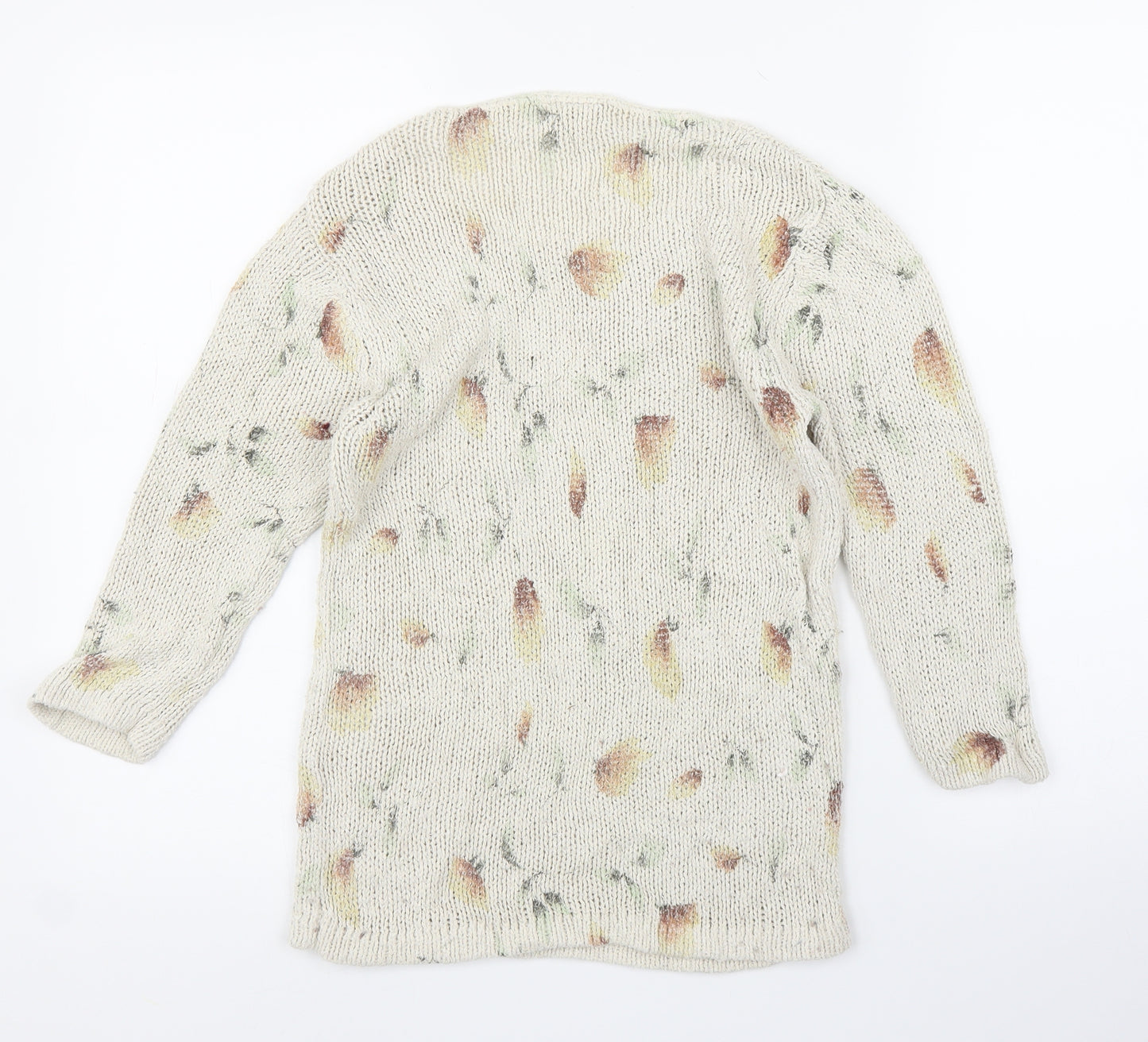 Minuet Womens Beige Floral  Pullover Jumper Size 8