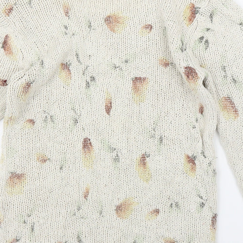 Minuet Womens Beige Floral  Pullover Jumper Size 8