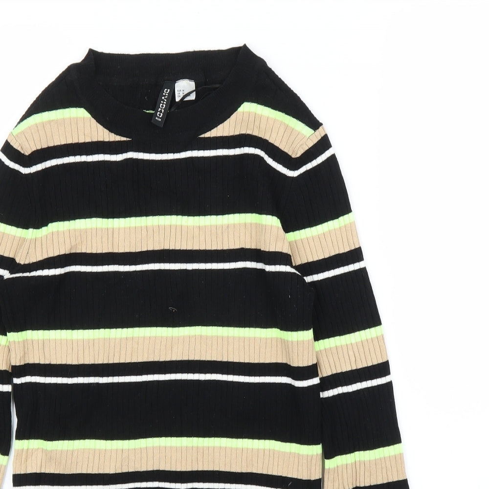 H&M Womens Black Striped  Pullover Jumper Size M
