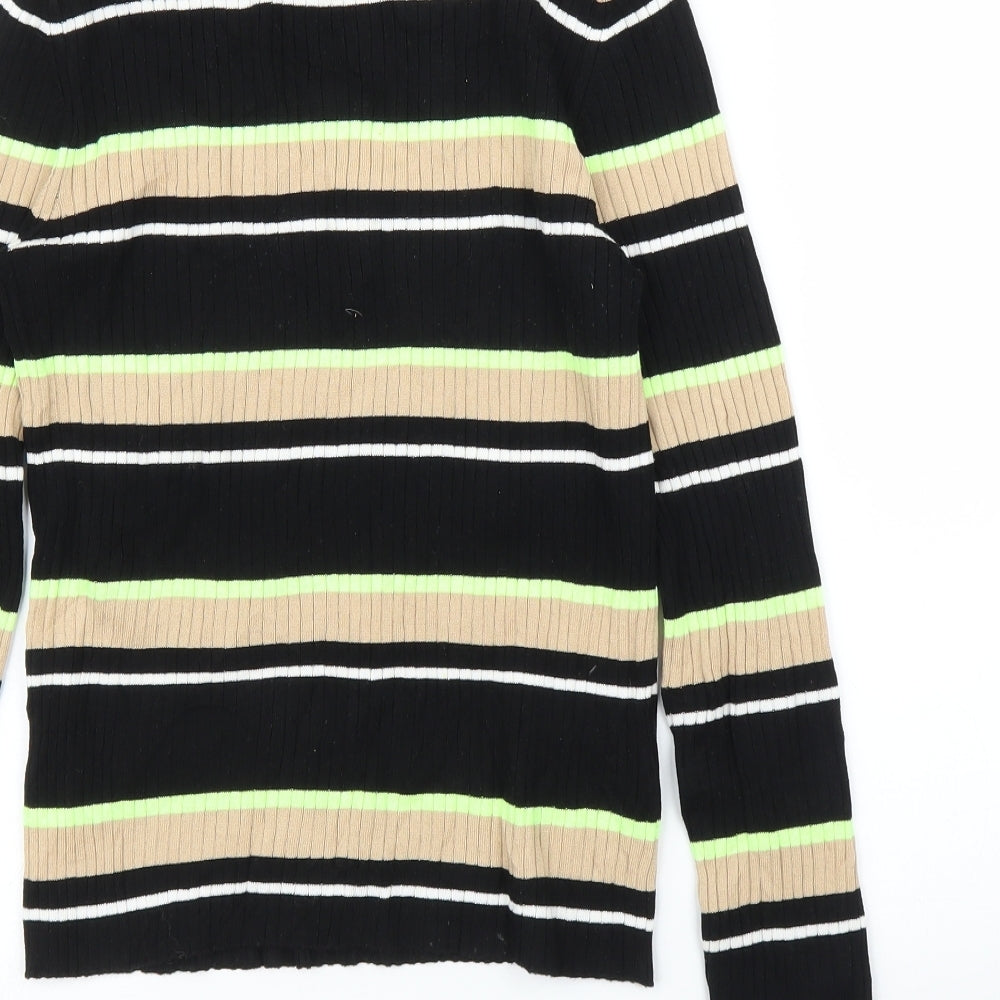 H&M Womens Black Striped  Pullover Jumper Size M