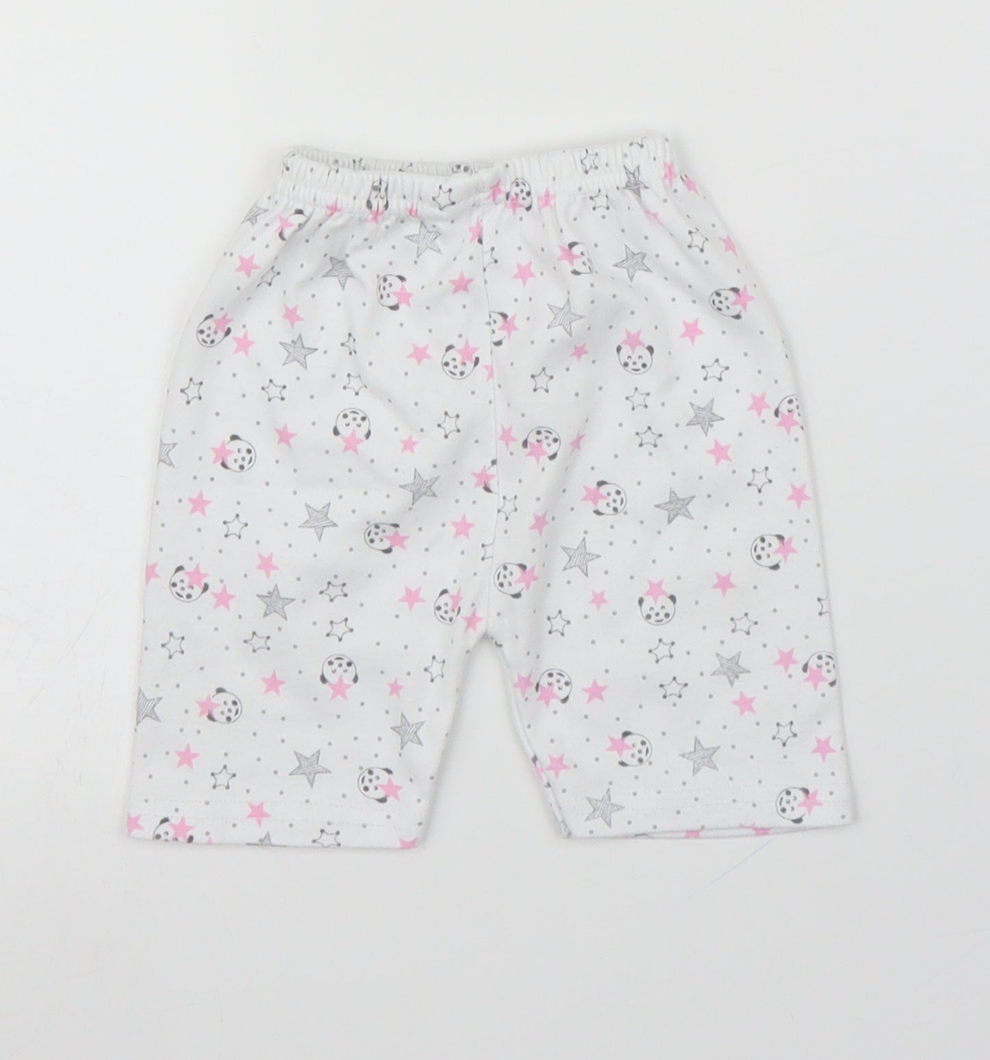 Preworn Girls White   Capri Leggings Size 0-3 Months  - Panda